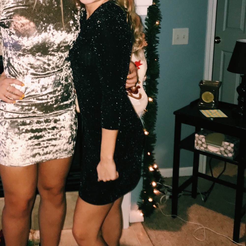 Glitter Half Sleeve Bodycon Formal Dress